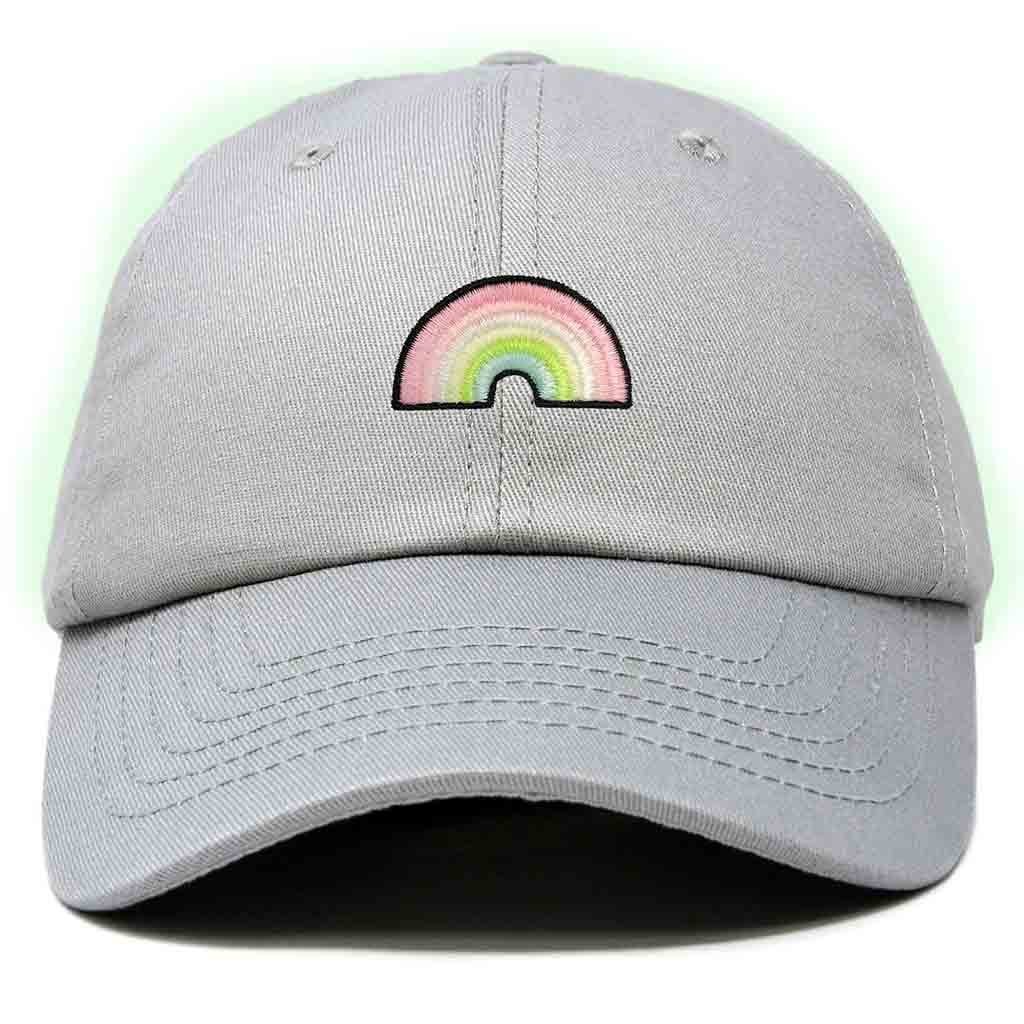 Dalix Rainbow Embroidered Glow in the Dark Hat Dad Cotton Baseball Cap Women in Light Blue