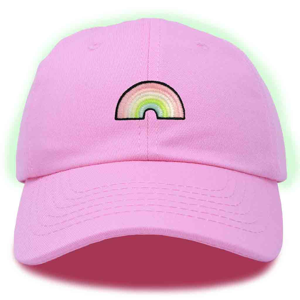 Dalix Rainbow Embroidered Glow in the Dark Hat Dad Cotton Baseball Cap Women in Orange