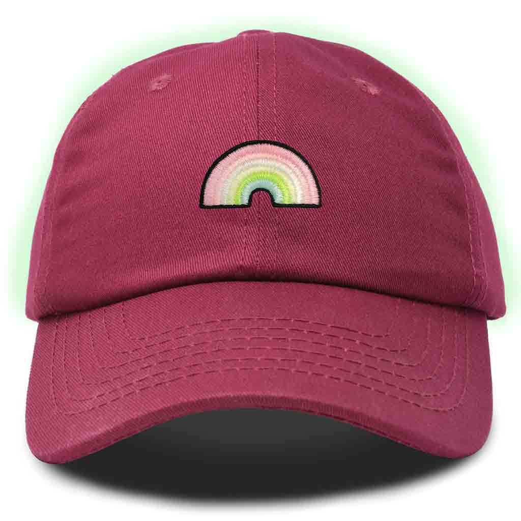 Dalix Rainbow Embroidered Glow in the Dark Hat Dad Cotton Baseball Cap Women in Purple