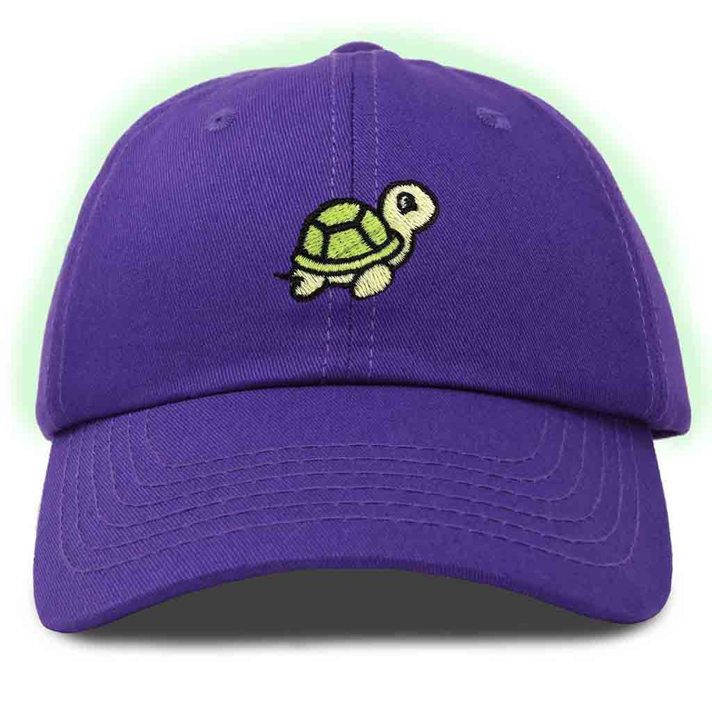 Dalix Turtle Embroidered Glow in the Dark Dad Hat Cotton Baseball Cap Men in White