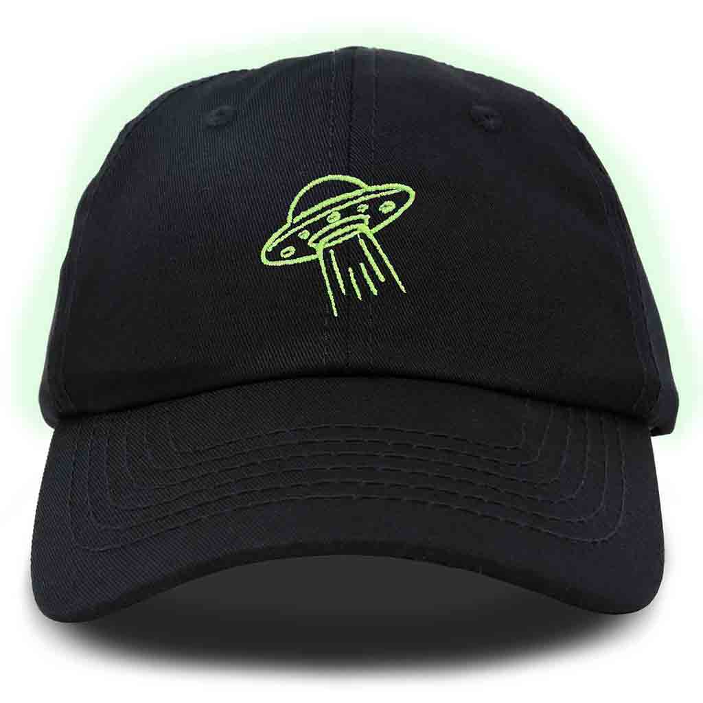 Dalix UFO Embroidered Glow in the Dark Hat Dad Cotton Baseball Cap Men in Beige