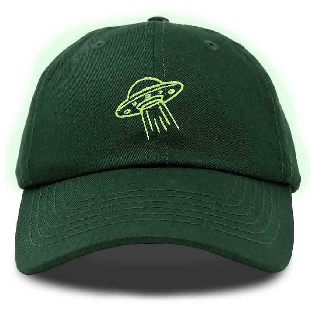 Dalix UFO Embroidered Glow in the Dark Hat Dad Cotton Baseball Cap Men in Khaki