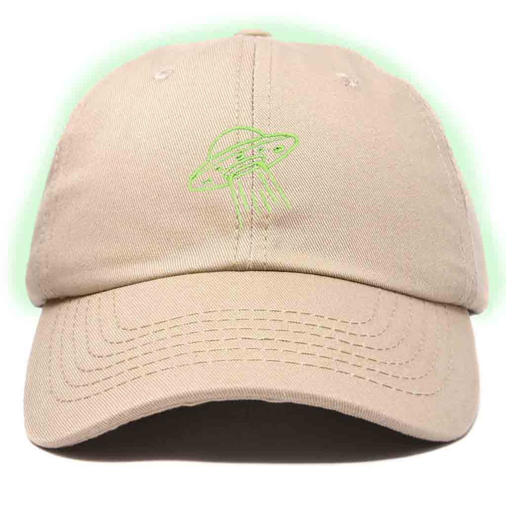 Dalix UFO Embroidered Glow in the Dark Hat Dad Cotton Baseball Cap Men in Yellow