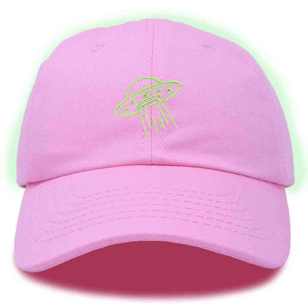 Dalix UFO Embroidered Glow in the Dark Hat Dad Cotton Baseball Cap Men in Orange