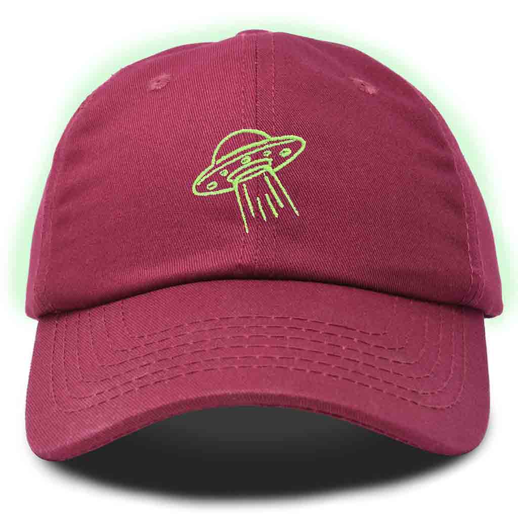 Dalix UFO Embroidered Glow in the Dark Hat Dad Cotton Baseball Cap Men in Purple