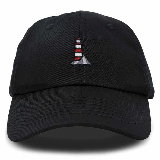 Dalix Lighthouse Embroidered Cap Cotton Baseball Hat Nautical Womens in Black