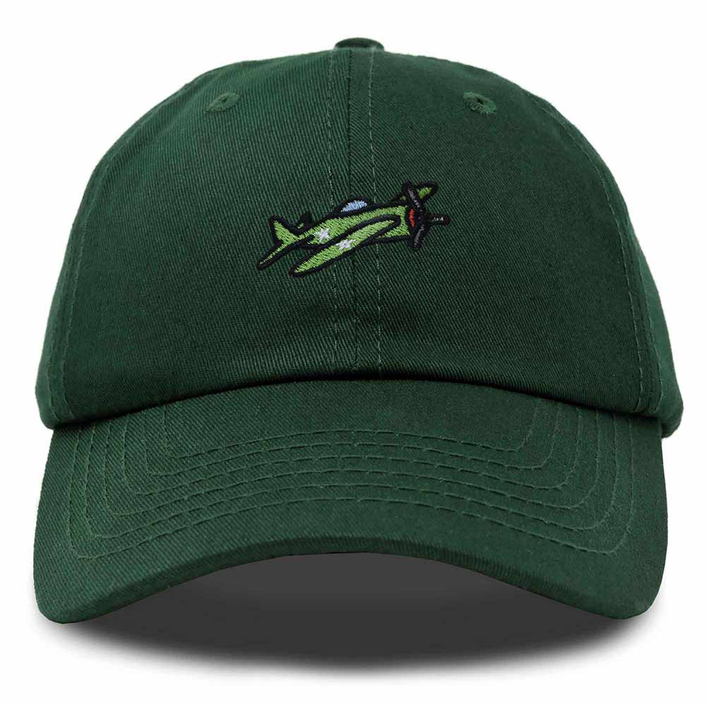 Dalix Military Plane Embroidered Cap Cotton Baseball Hat Airplane Jet Men in Dark Green