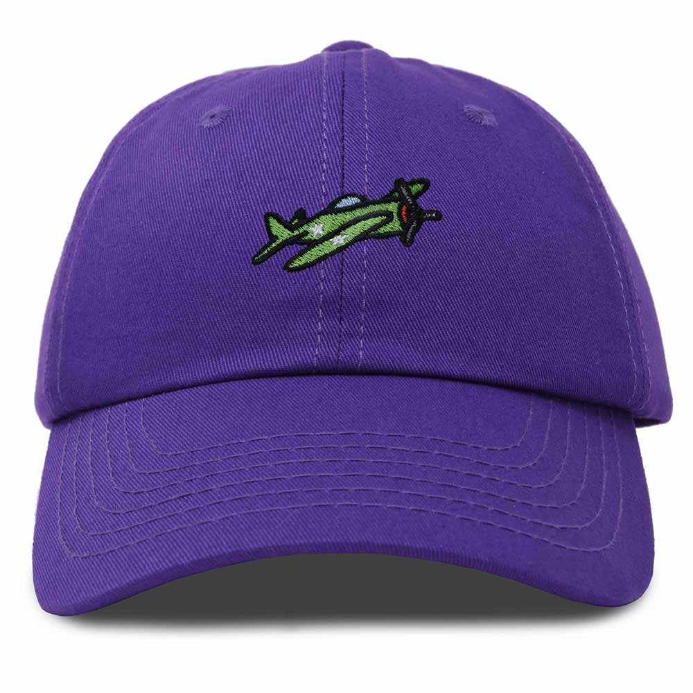 Dalix Military Plane Embroidered Cap Cotton Baseball Hat Airplane Jet Men in Purple