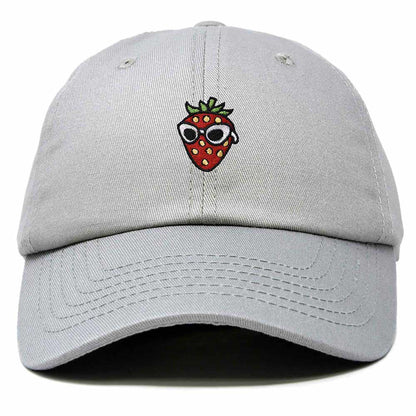 Dalix Strawberry Embroidered Cap Cotton Baseball Summer Cool Dad Hat Womens in Gray