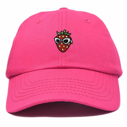 Dalix Strawberry Embroidered Cap Cotton Baseball Summer Cool Dad Hat Womens in Hot Pink