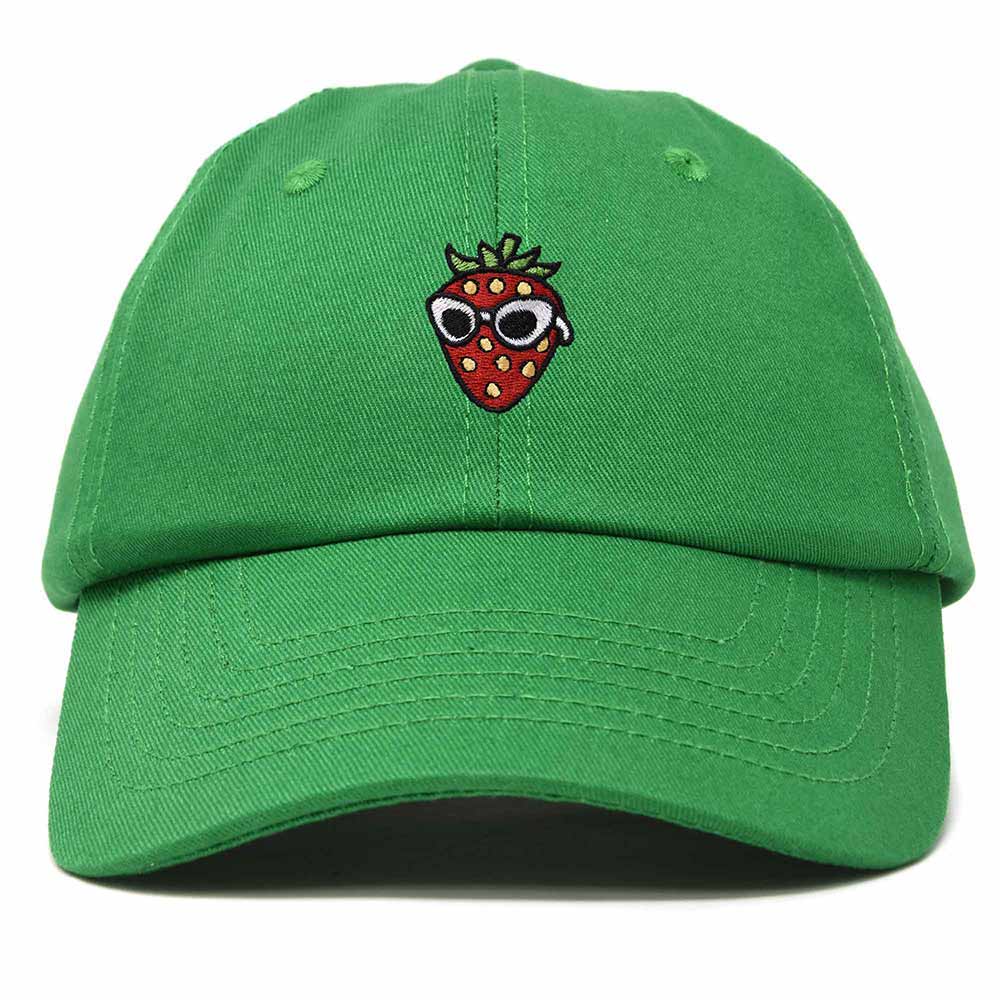 Dalix Strawberry Embroidered Cap Cotton Baseball Summer Cool Dad Hat Womens in Kelly Green