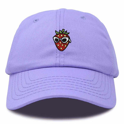 Dalix Strawberry Embroidered Cap Cotton Baseball Summer Cool Dad Hat Womens in Lavender