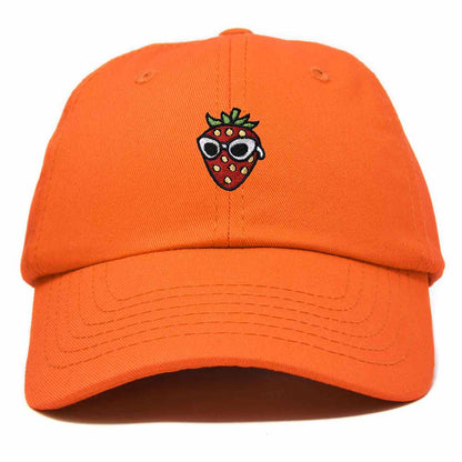 Dalix Strawberry Embroidered Cap Cotton Baseball Summer Cool Dad Hat Womens in Orange