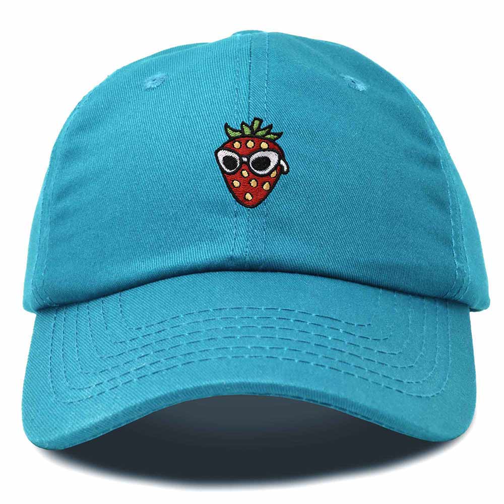 Dalix Strawberry Embroidered Cap Cotton Baseball Summer Cool Dad Hat Womens in Teal