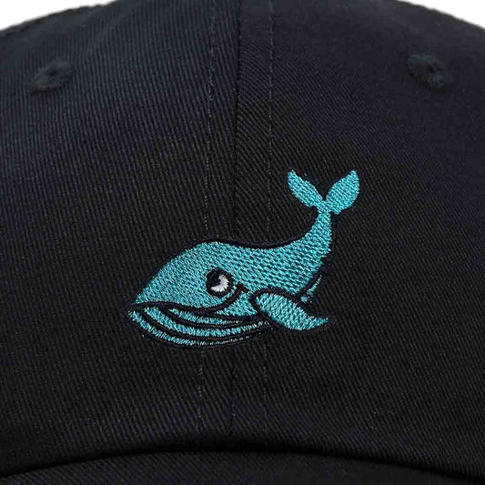 Dalix Whale Embroidered Dad Hat Cotton Baseball Cap Women in Black