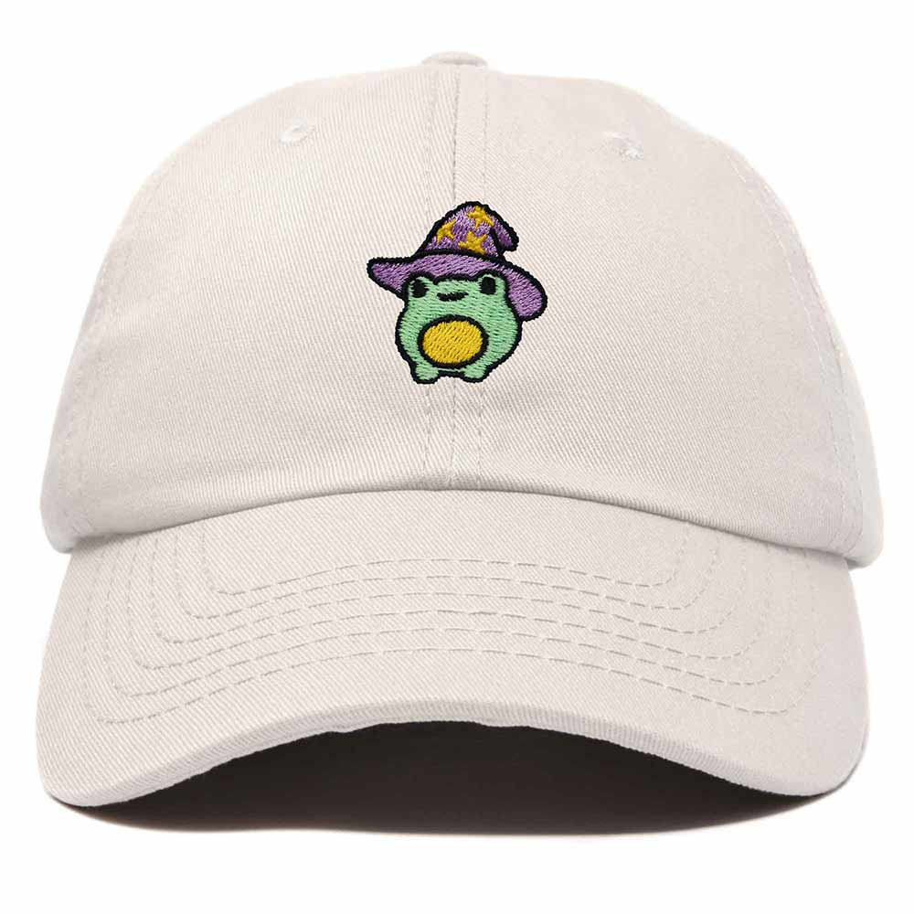 Dalix Sorcerer Frog Embroidered Cap Cotton Baseball Cute Cool Dad Hat Womens in Beige