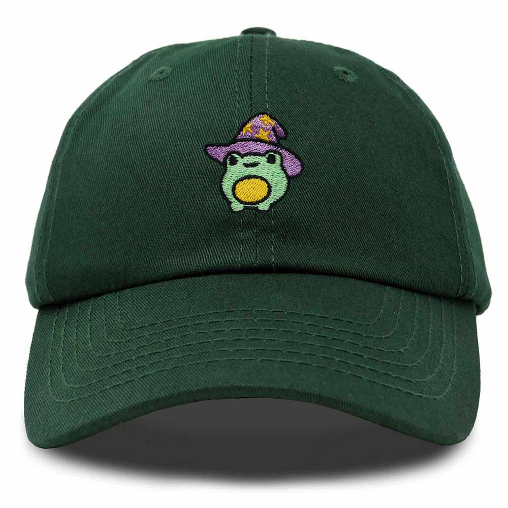 Dalix Sorcerer Frog Embroidered Cap Cotton Baseball Cute Cool Dad Hat Womens in Dark Green