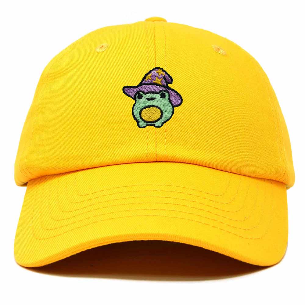 Dalix Sorcerer Frog Embroidered Cap Cotton Baseball Cute Cool Dad Hat Womens in Gold