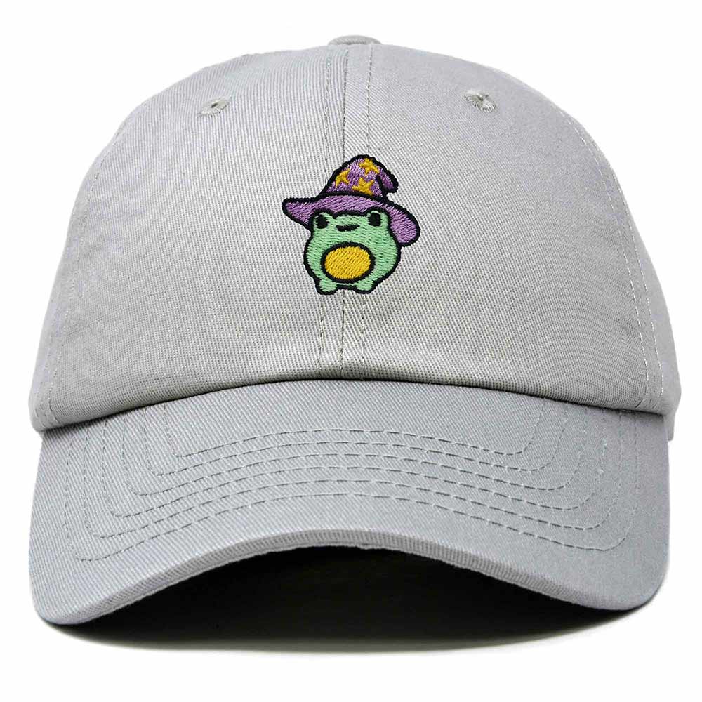 Dalix Sorcerer Frog Embroidered Cap Cotton Baseball Cute Cool Dad Hat Womens in Gray