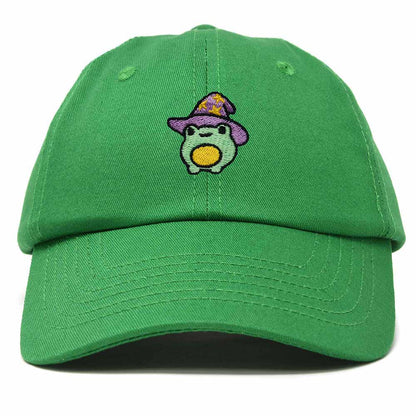 Dalix Sorcerer Frog Embroidered Cap Cotton Baseball Cute Cool Dad Hat Womens in Kelly Green