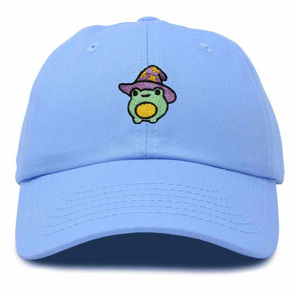 Dalix Sorcerer Frog Embroidered Cap Cotton Baseball Cute Cool Dad Hat Womens in Light Blue