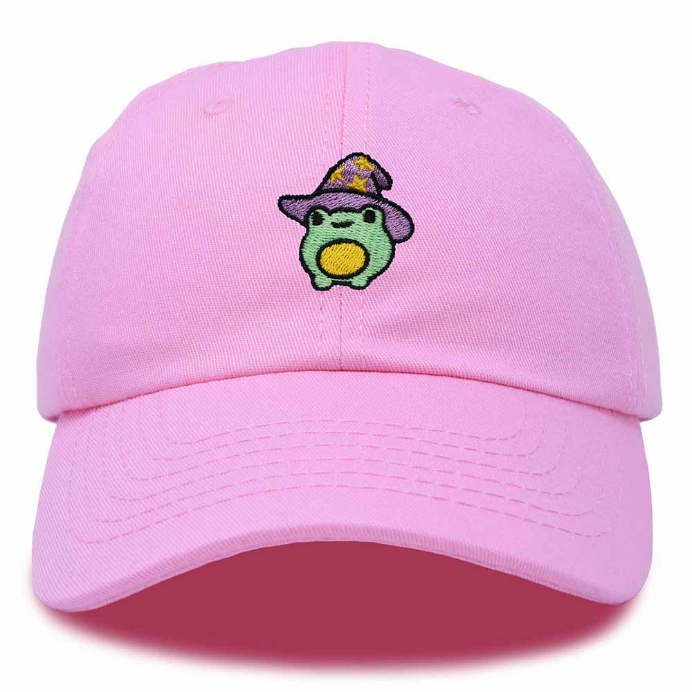 Dalix Sorcerer Frog Embroidered Cap Cotton Baseball Cute Cool Dad Hat Womens in Light Pink
