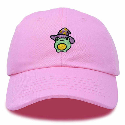 Dalix Sorcerer Frog Embroidered Cap Cotton Baseball Cute Cool Dad Hat Womens in Light Pink