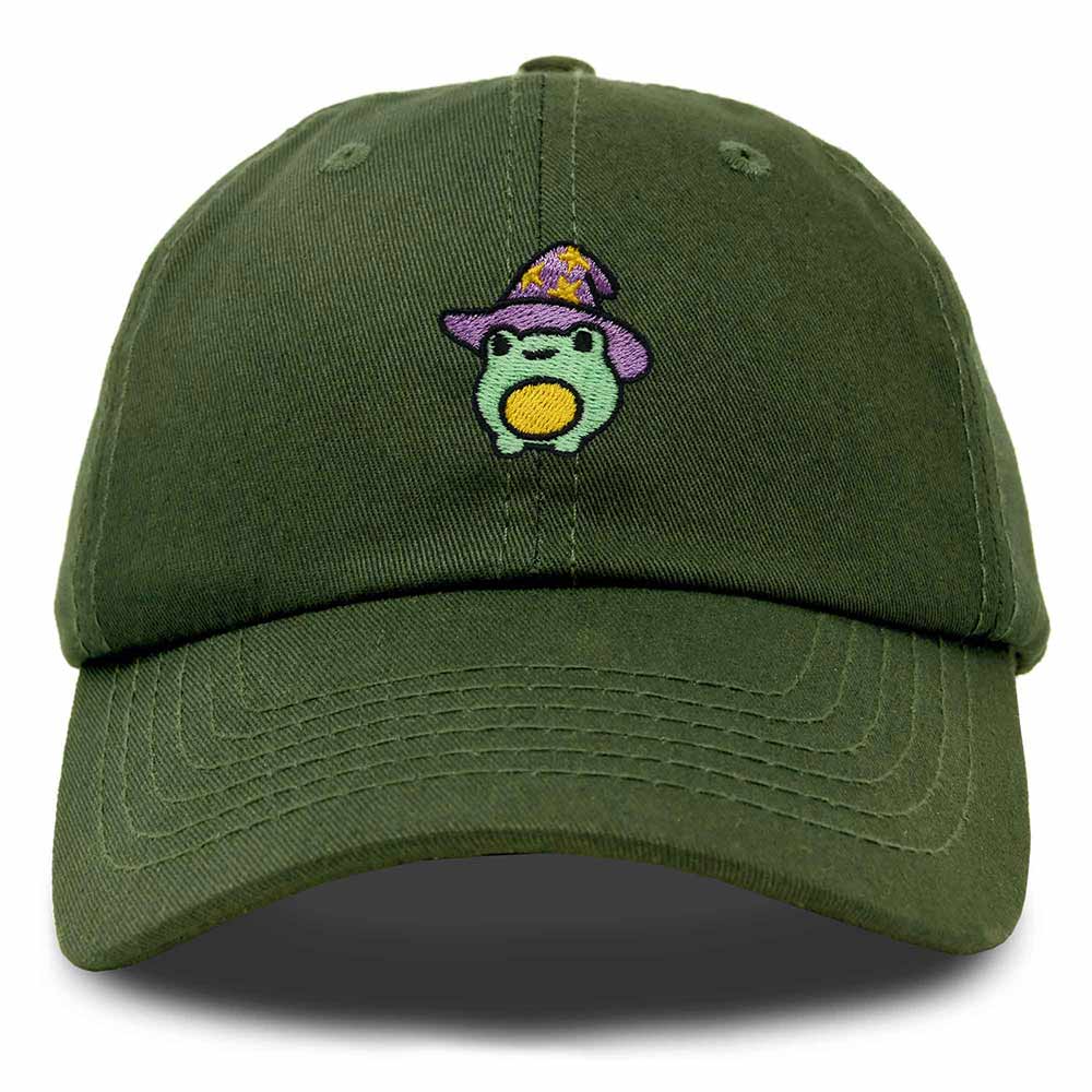 Dalix Sorcerer Frog Embroidered Cap Cotton Baseball Cute Cool Dad Hat Womens in Olive