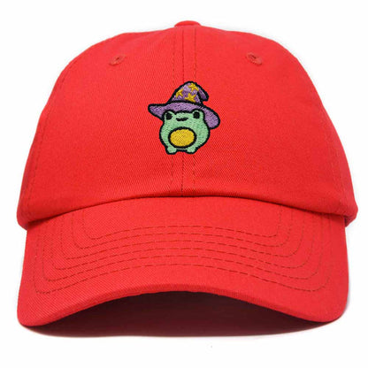Dalix Sorcerer Frog Embroidered Cap Cotton Baseball Cute Cool Dad Hat Womens in Red