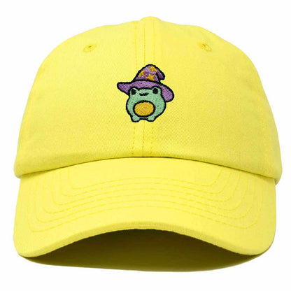 Dalix Sorcerer Frog Embroidered Cap Cotton Baseball Cute Cool Dad Hat Womens in Yellow
