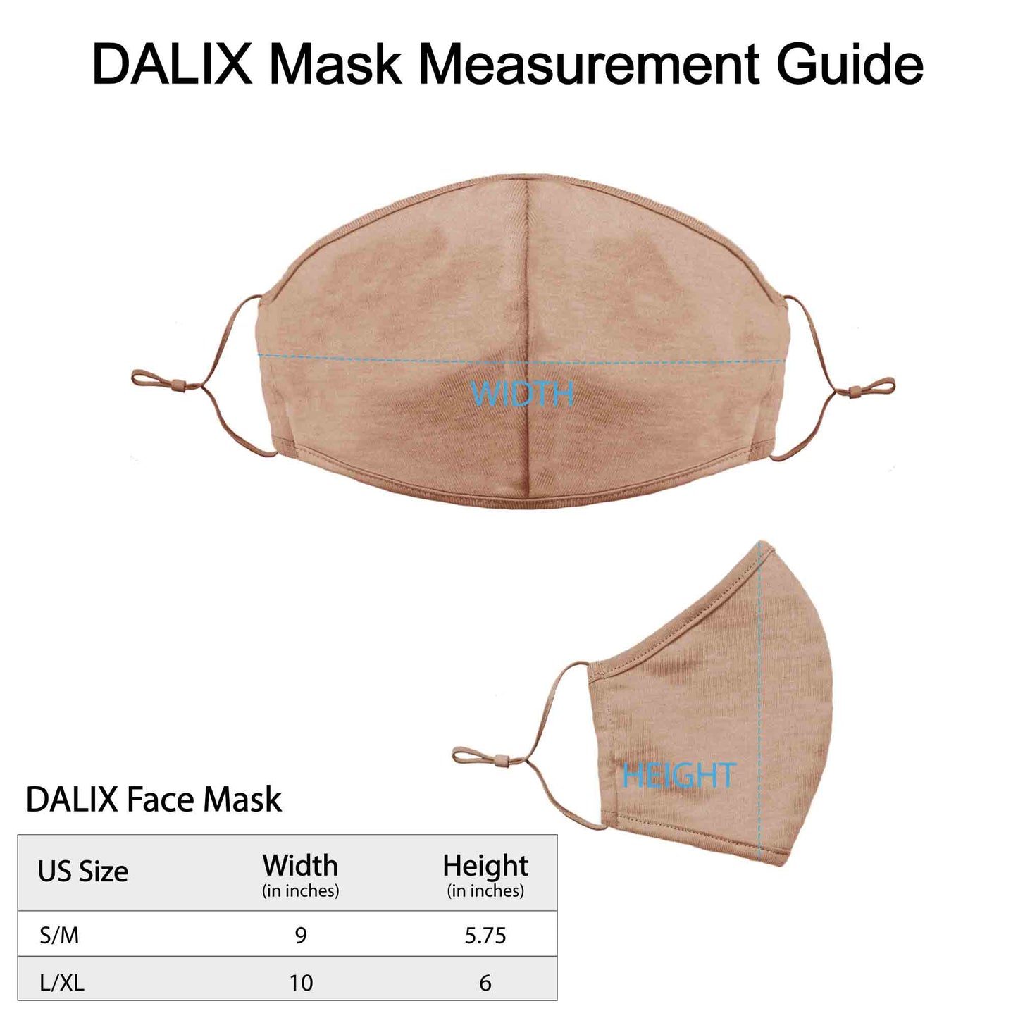 Dalix Skin Tone Cloth Face Mask 3 Layer Filter Pocket Nose Piece