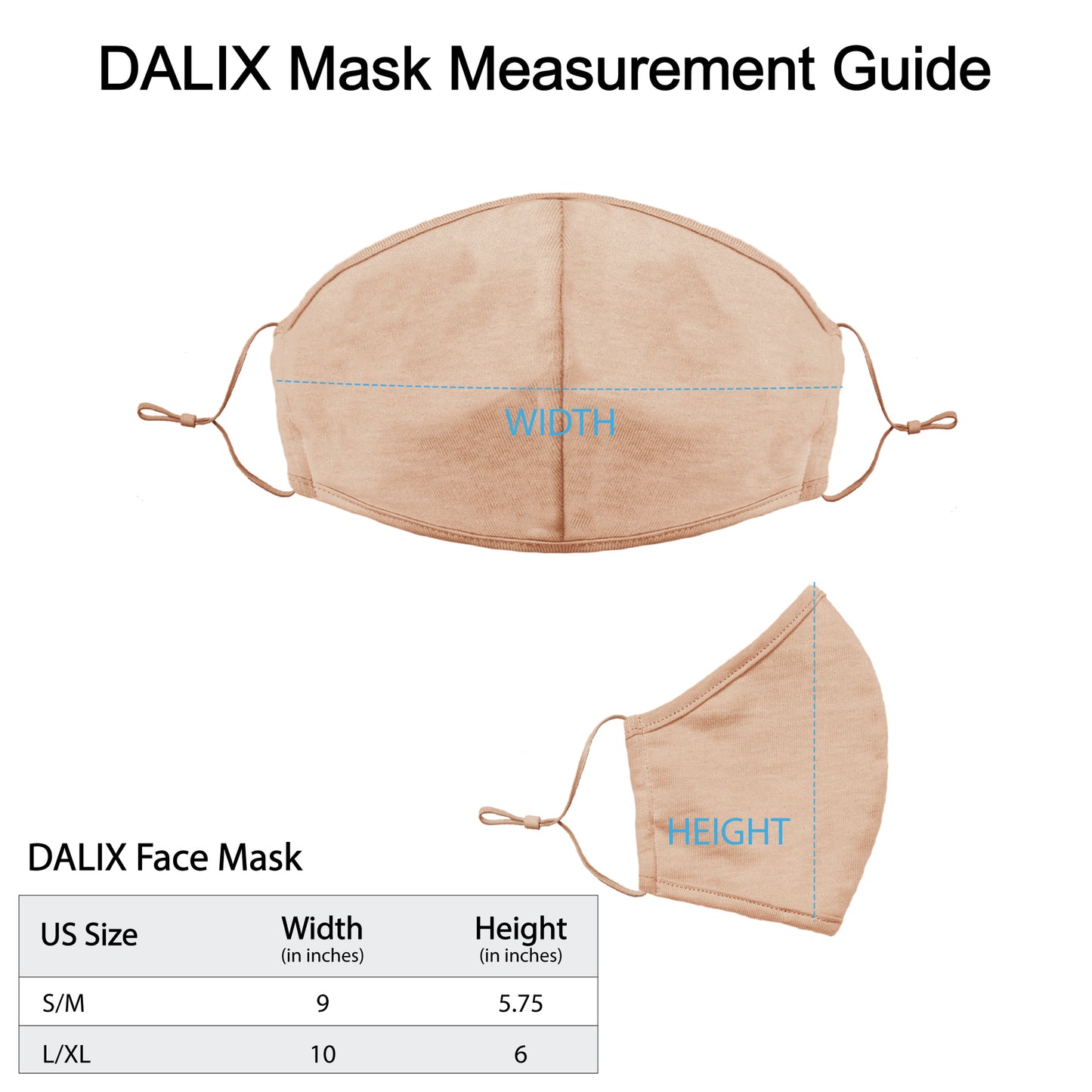 Dalix Skin Tone Cloth Face Mask 3 Layer Filter Pocket Nose Piece