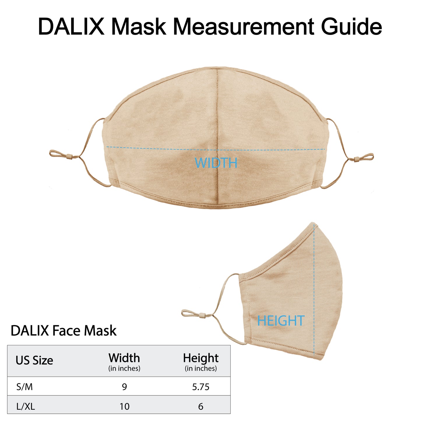 Dalix Skin Tone Cloth Face Mask 3 Layer Filter Pocket Nose Piece