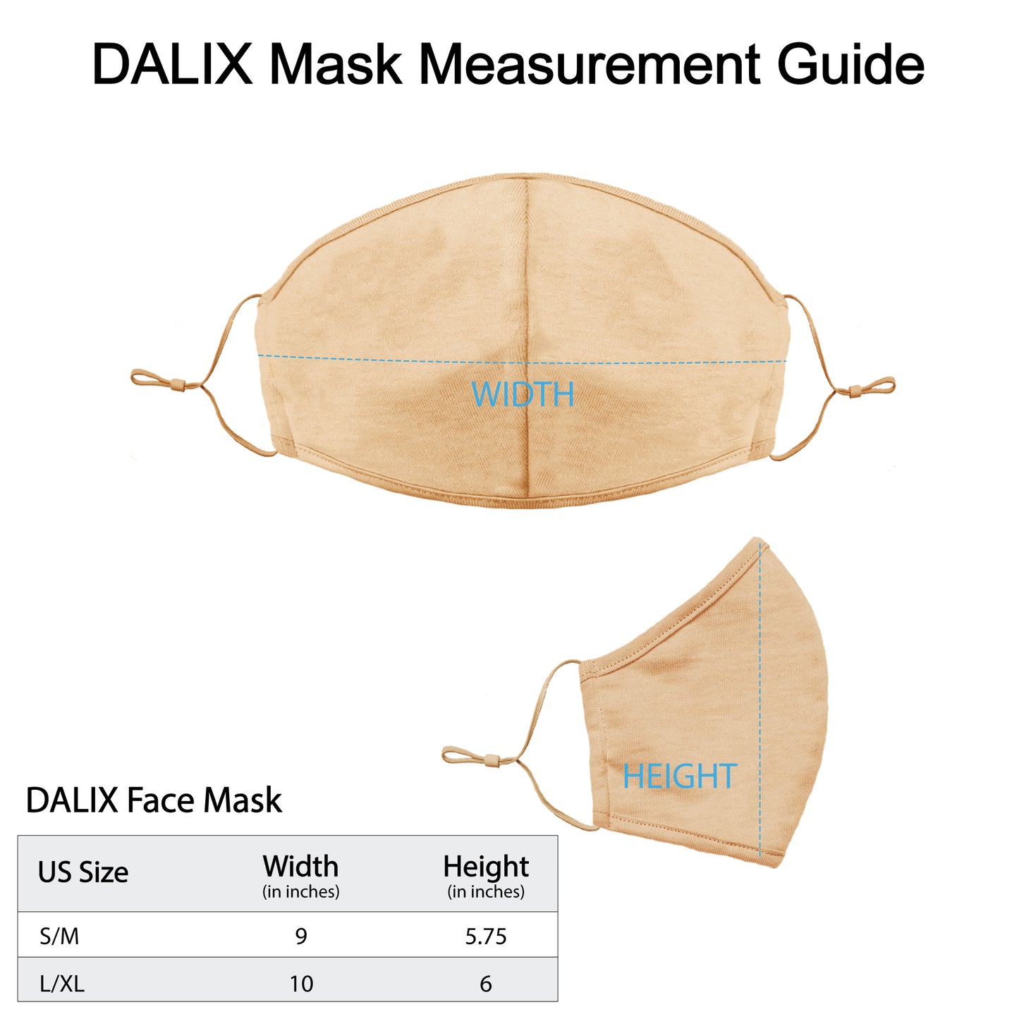 Dalix Skin Tone Cloth Face Mask 3 Layer Filter Pocket Nose Piece