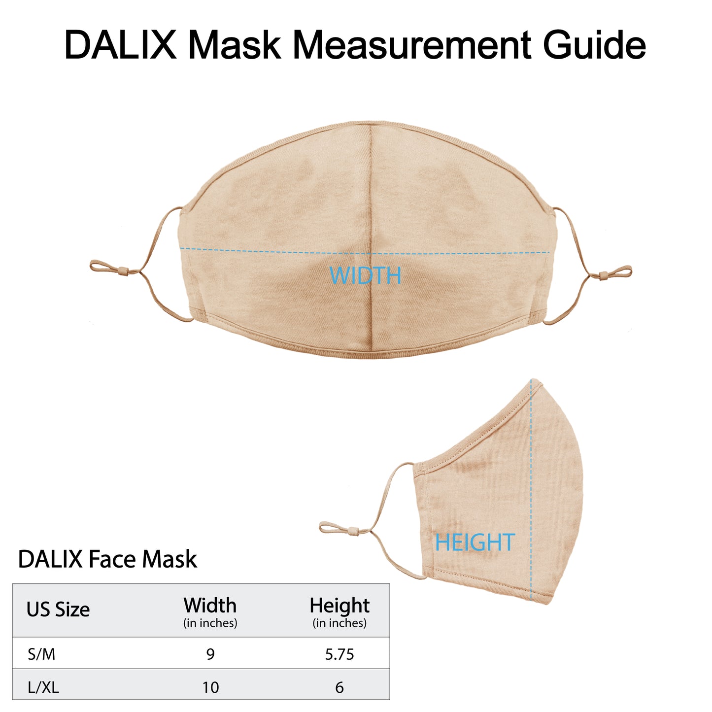 Dalix Skin Tone Cloth Face Mask 3 Layer Filter Pocket Nose Piece