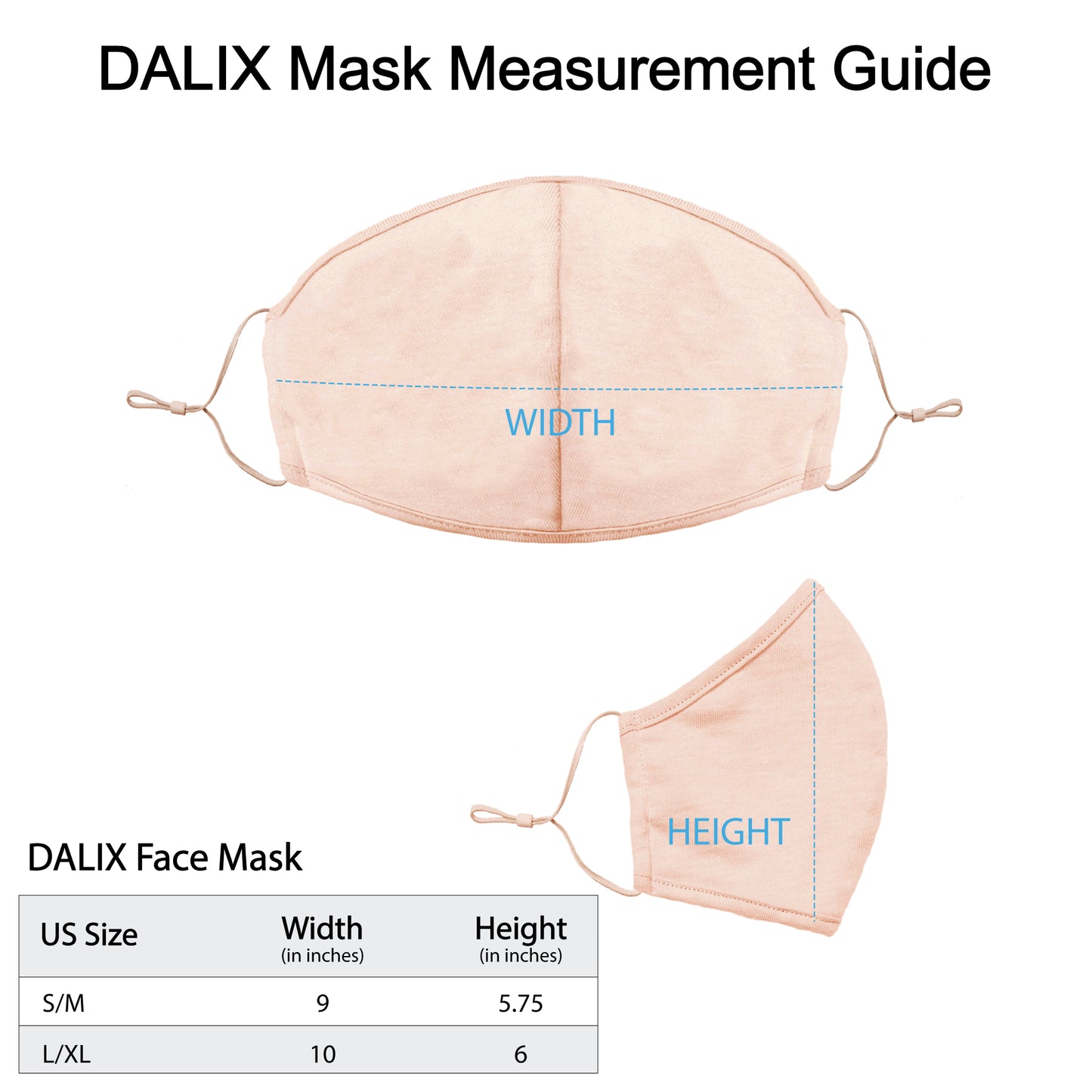 Dalix Skin Tone Cloth Face Mask 3 Layer Filter Pocket Nose Piece (3-Pack)