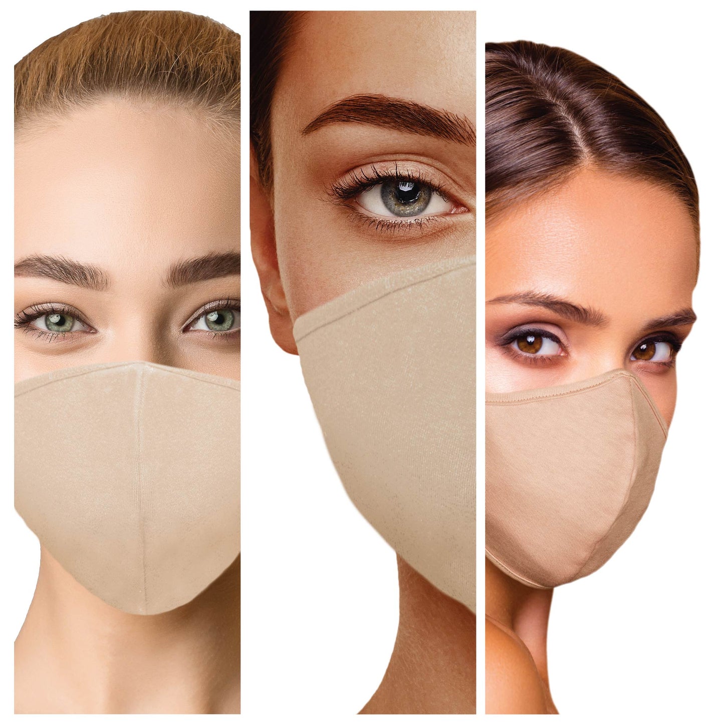 Dalix Skin Tone Cloth Face Mask 3 Layer Filter Pocket Nose Piece (3-Pack)