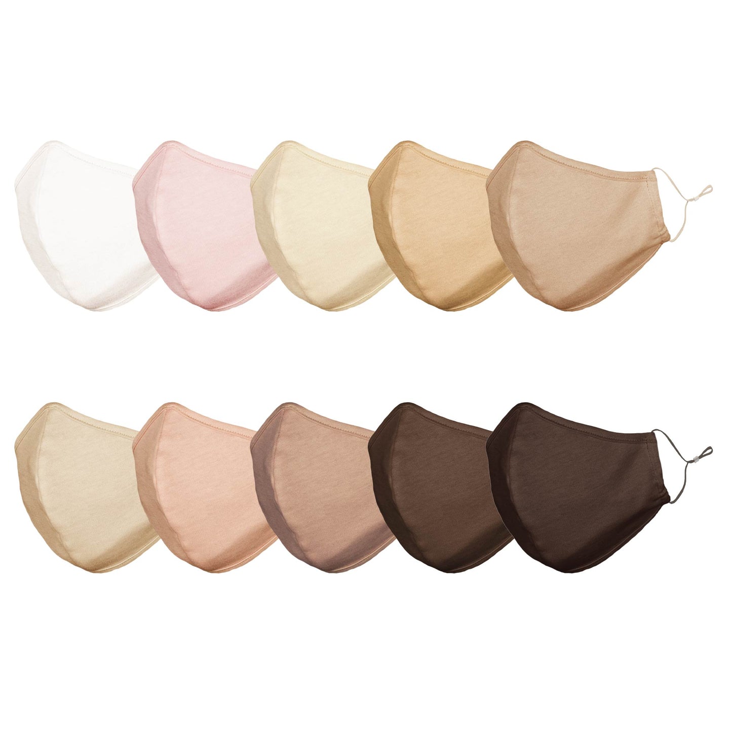 Dalix Skin Tone Cloth Face Mask 3 Layer Filter Pocket Nose Piece Assorted (10-Pack)