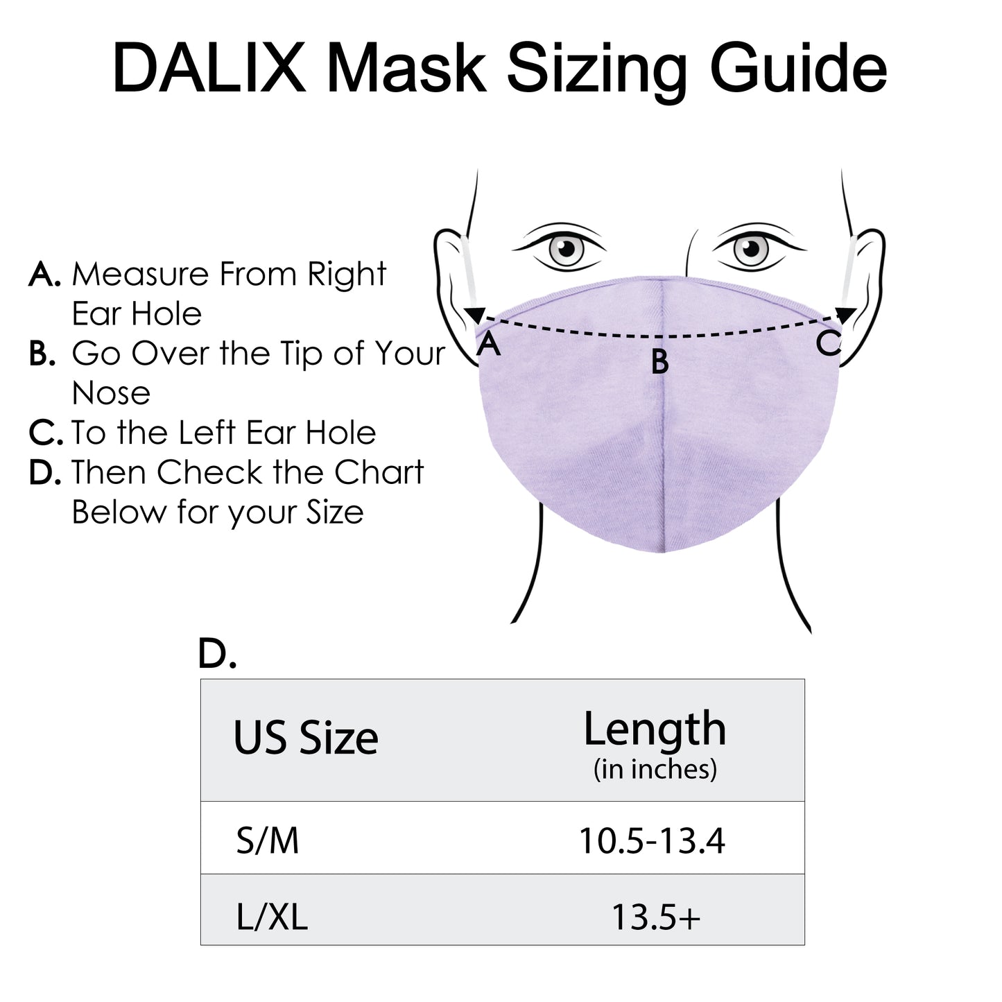 Dalix Cloth Face Mask Reuseable Washable Made in USA - S-M , L-XL Size