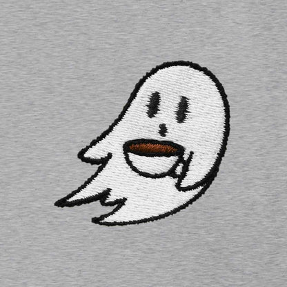 Dalix Spook a Latte Ghost Embroidered Relaxed Heavy Soft Cotton T Shirt Mens in Athletic Heather 2XL XX-Large