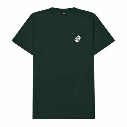 Dalix Spook a Latte Ghost Embroidered Relaxed Heavy Soft Cotton T Shirt Mens in Forest Green 2XL XX-Large