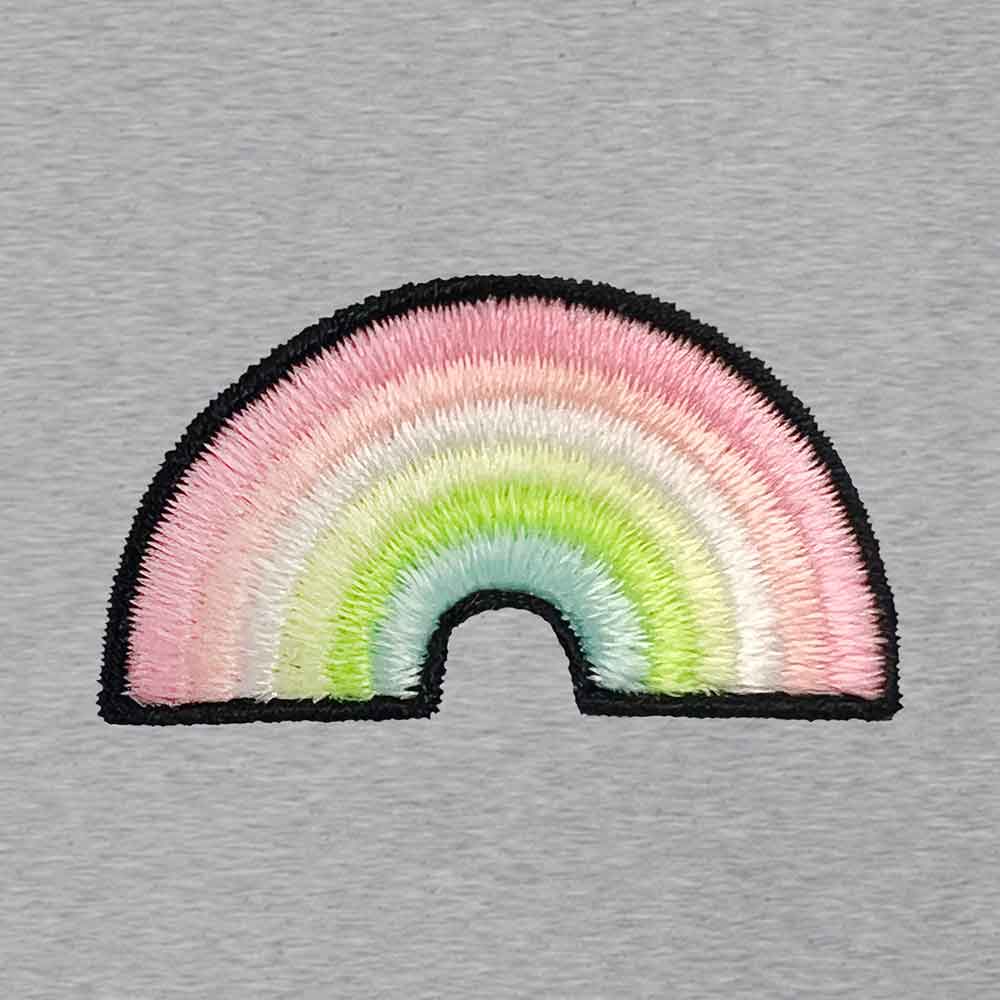 Dalix Rainbow (Glow in the Dark) Embroidered Relaxed Heavy Soft Cotton T Shirt Mens in Athletic Heather L Large