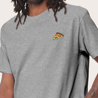 Dalix Pizza Embroidered Relaxed Heavy Soft Cotton T Shirt Mens in Athletic Heather 2XL XX-Large