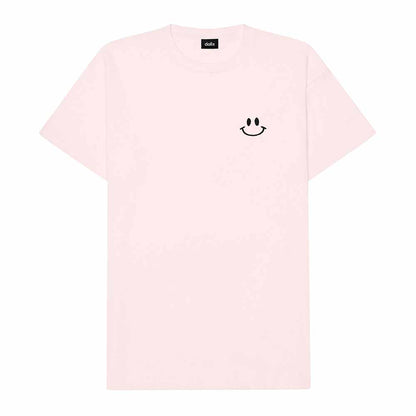 Dalix Smile Face Embroidered Cotton Relaxed Boxy Fit Short Sleeve Crewneck Tee Shirt Mens in Pink 2XL XX-Large