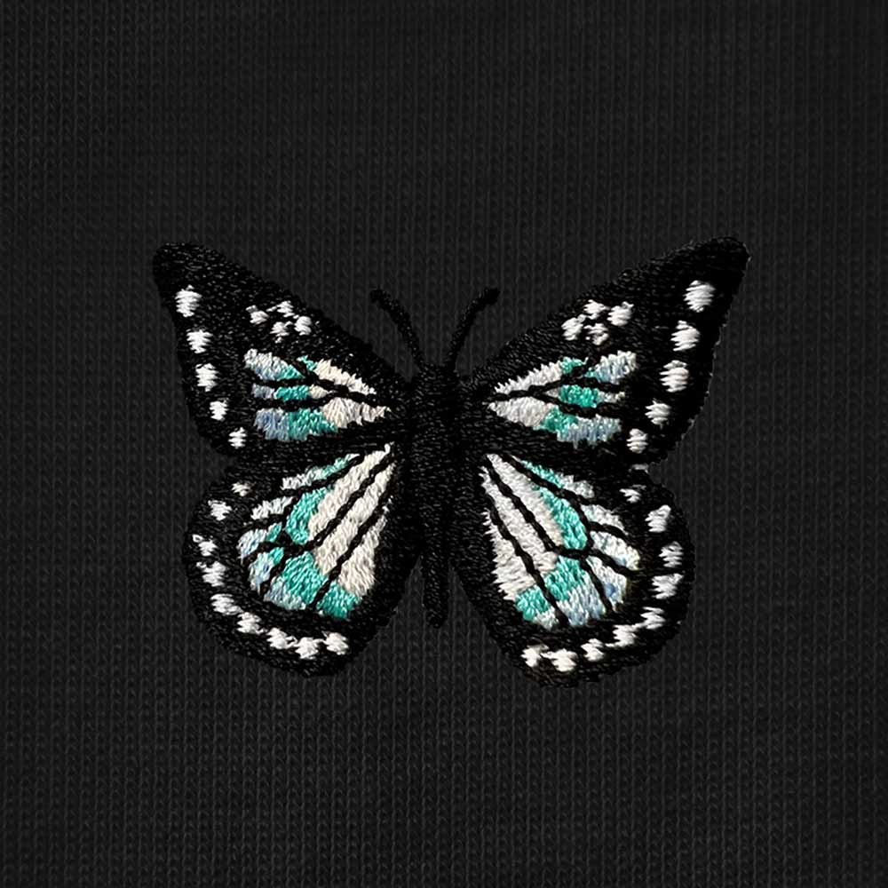 Dalix Butterfly Embroidered Cotton Relaxed Fit Short Sleeve Crewneck Tee Shirt Women in Black 2XL XX-Large