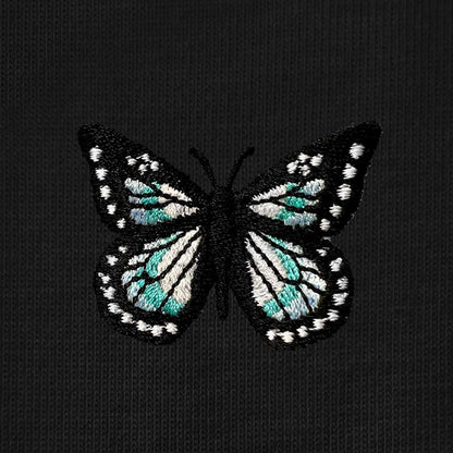 Dalix Butterfly Embroidered Cotton Relaxed Fit Short Sleeve Crewneck Tee Shirt Women in Black 2XL XX-Large