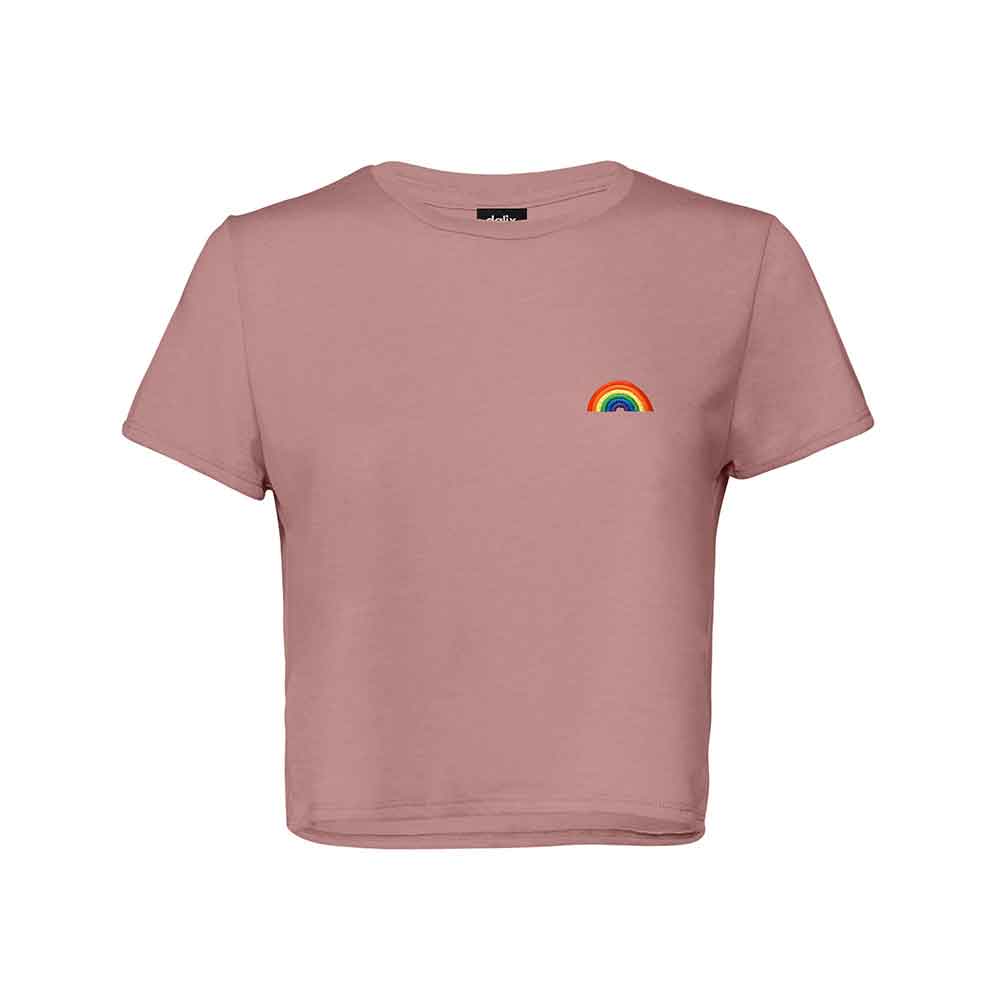 Dalix Rainbow Flowy Cropped Tee