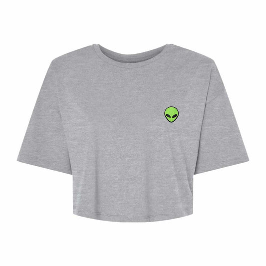 Dalix Alien Embroidered Cotton Relaxed Fit Flowy Short Sleeve Crewneck Tee Shirt Womens in Athletic Heather 2XL XX-Large