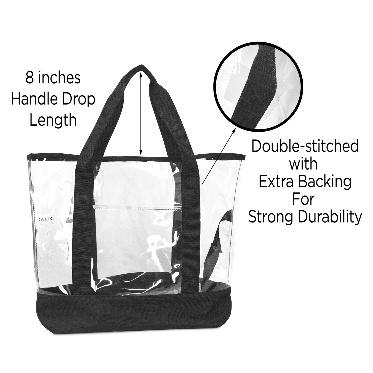 DALIX 20" Clear Handbag Shopping Tote with Small Bonus Pouch (Transparent) Shopping Totes DALIX