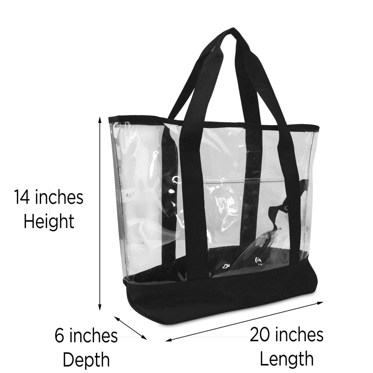 DALIX 20" Clear Handbag Shopping Tote with Small Bonus Pouch (Transparent) Shopping Totes DALIX
